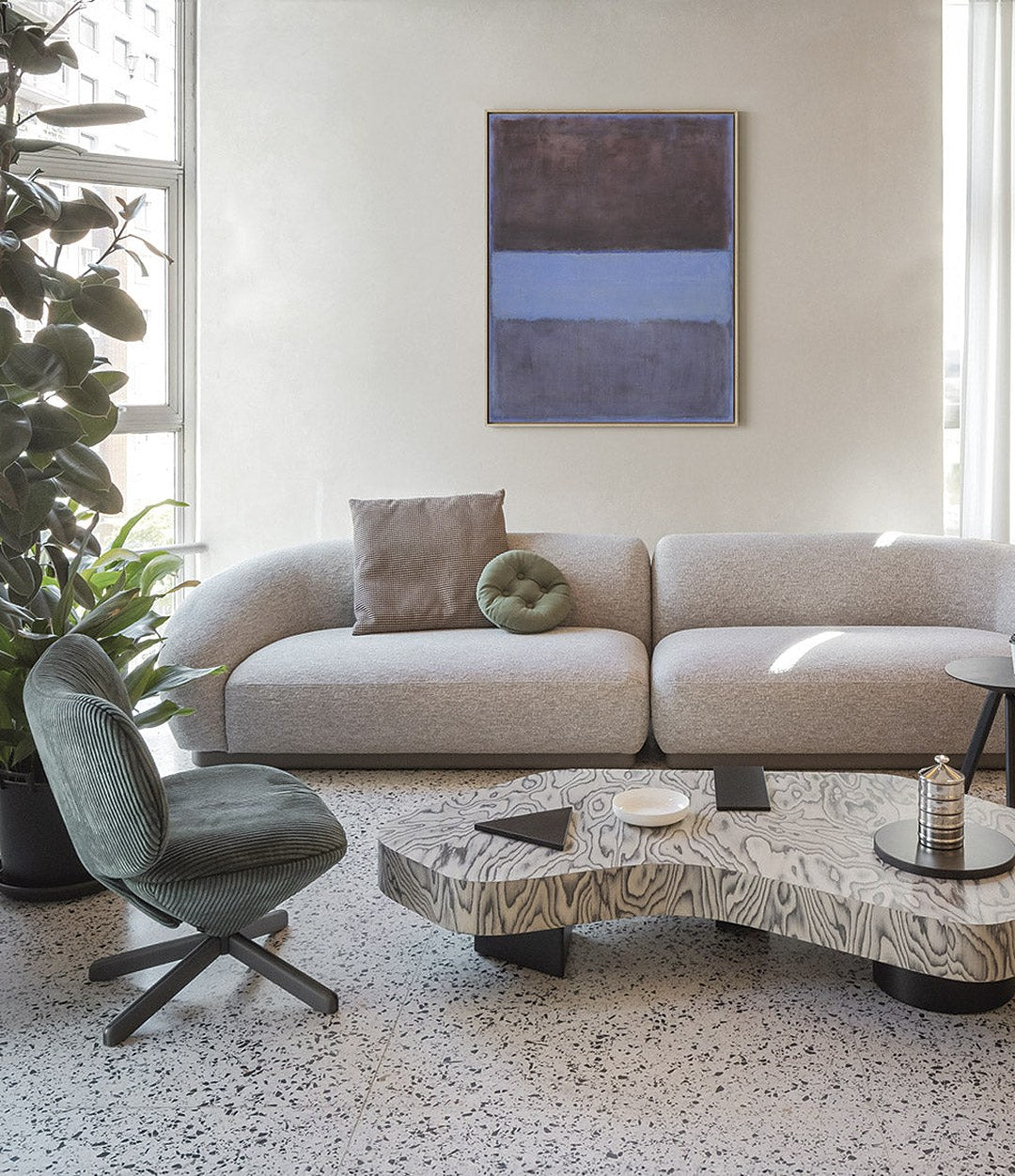Vesta Modular Sofa by Sancal in cream in a gallery – In Dubai by WSPR