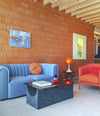 Vestige Coffee Table by Sancal with a blue sofa – In Dubai by WSPR