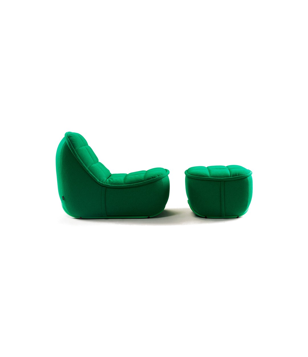 Vibe Pouf by Sancal in green with a lounge chair – In Dubai by WSPR