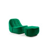 Vibe Pouf by Sancal in green with a lounge chair, three-quarter view – In Dubai by WSPR