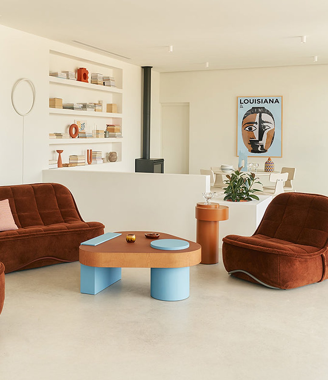 Vibe Pouf by Sancal in brown velvet in a living room – In Dubai by WSPR