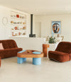 Vibe Pouf by Sancal in brown velvet in a living room – In Dubai by WSPR