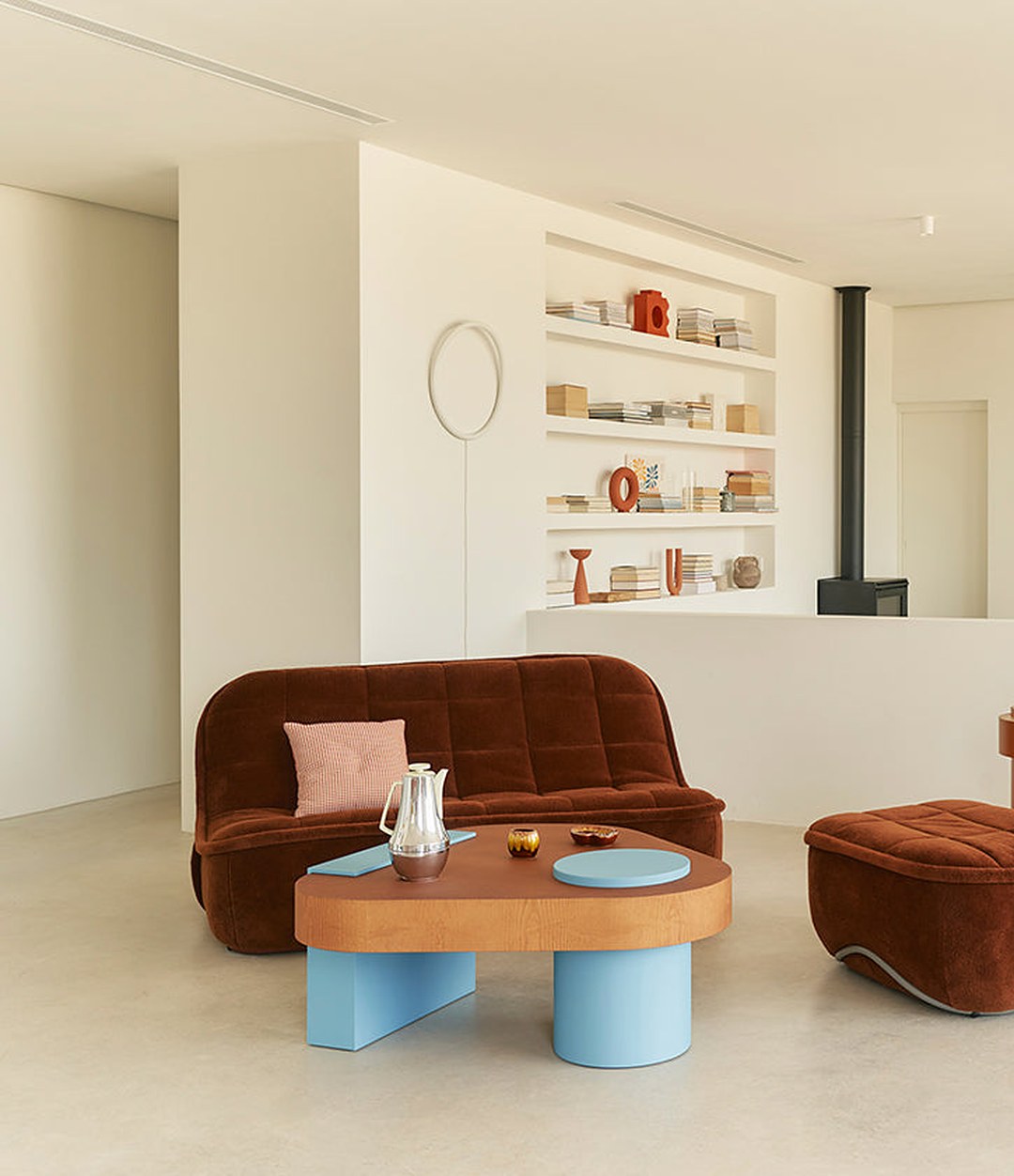 Vibe Sofa by Sancal in brown velvet in a white living room – In Dubai by WSPR