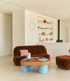 Vibe Sofa by Sancal in brown velvet in a white living room – In Dubai by WSPR