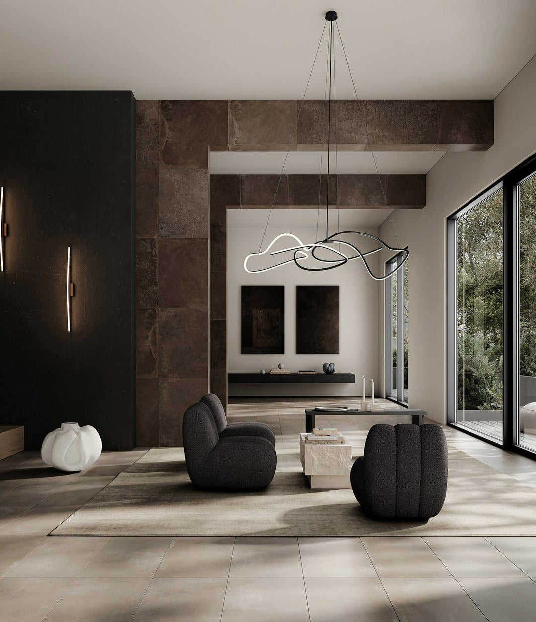 Wabi Vase, Big by 101 Copenhagen in Birch in a styled interior, view 2 – In Dubai by WSPR