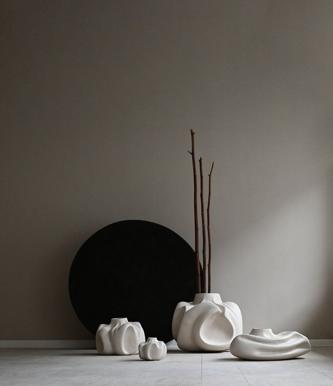 Wabi Vase, Big by 101 Copenhagen in Birch in a styled interior, view 3 – In Dubai by WSPR