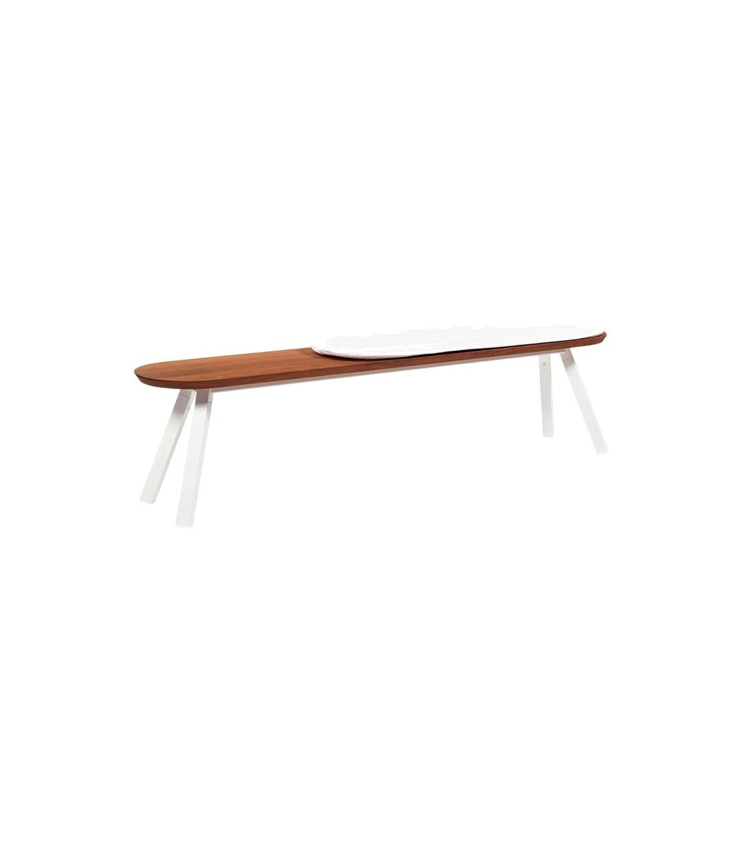 You and Me Bench with Cushion by RS Barcelona in White Outdoor – view 4 – In Dubai by WSPR