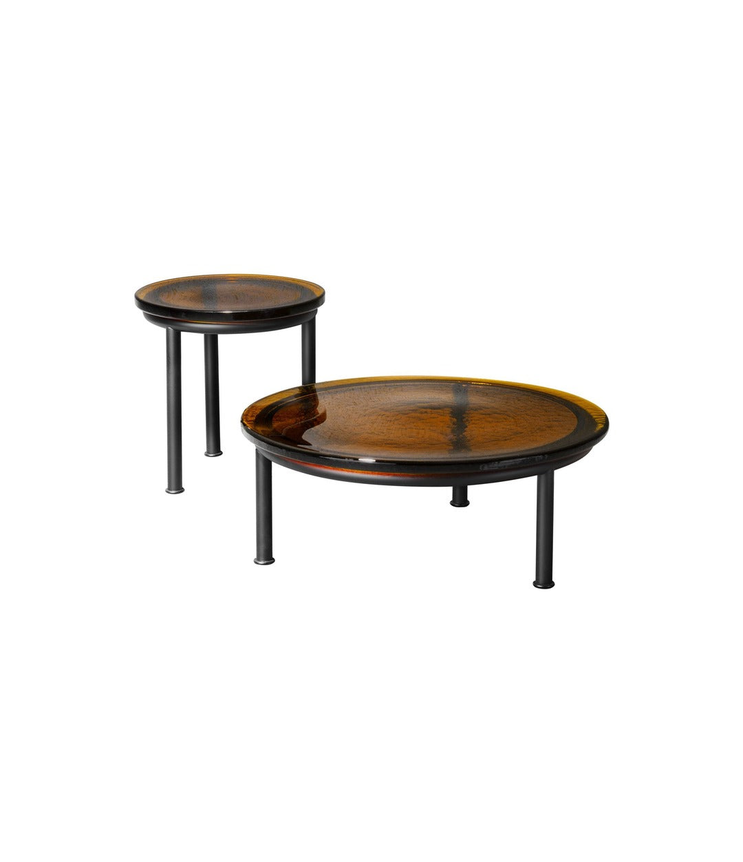 Zigo tables by Miniforms in Yellow Amber Cast Glass, pair – In Dubai by WSPR